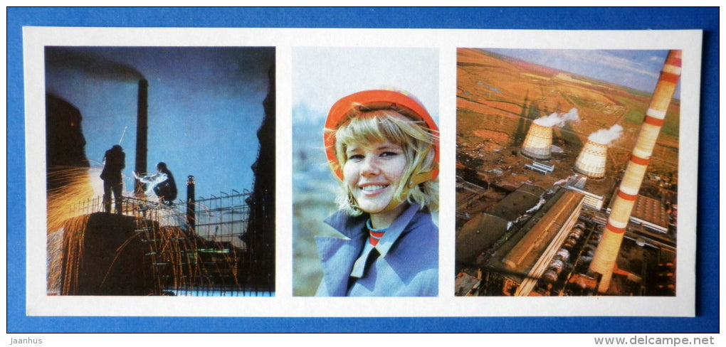 thermal power plant construction - KAMAZ truck factory - 1979 - Russia USSR - unused - JH Postcards