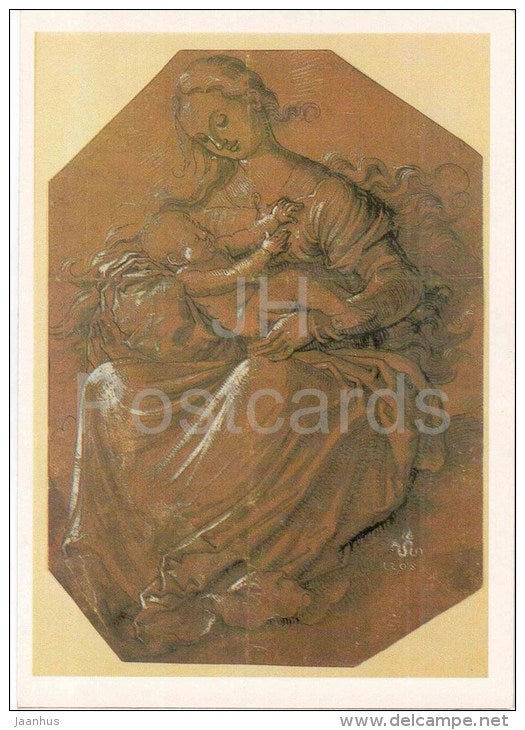 drawing by Hans Baldung Grien - Madonna with Child - german art - unused - JH Postcards