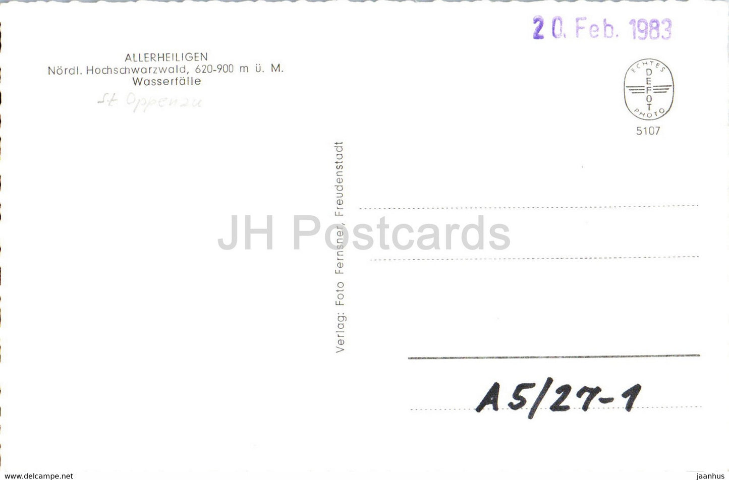 Allerheiligen - Wasserfalle - waterfall - old postcard - Germany - unused