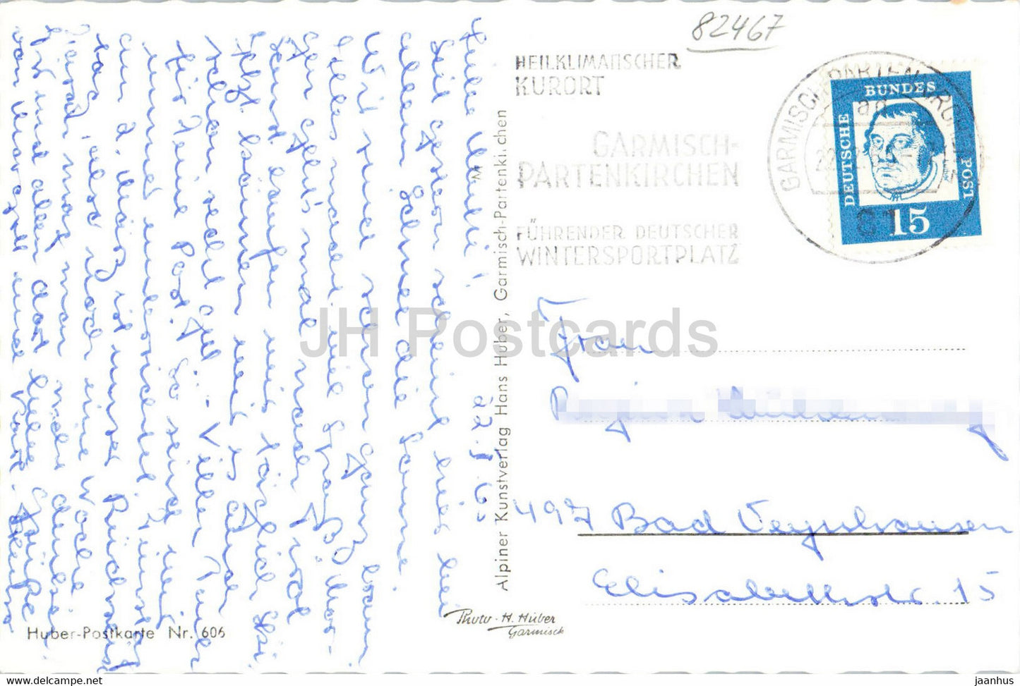 Floriansplatz in Partenkirchen gegen Zugspitzgruppe - old postcard - Germany - used