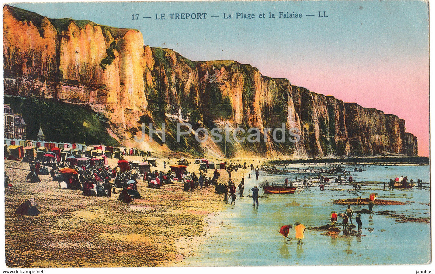 Le Treport - Le Plage et la Falaise - 17 - old postcard - 1920s - France - used - JH Postcards