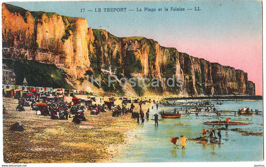 Le Treport - Le Plage et la Falaise - 17 - old postcard - 1920s - France - used - JH Postcards