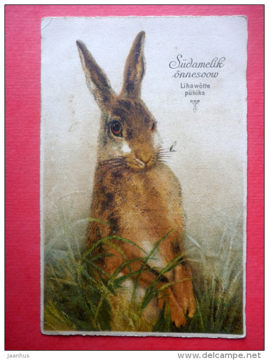 easter greeting card - hare - circulated in Estonia Leebiku 1926 - JH Postcards