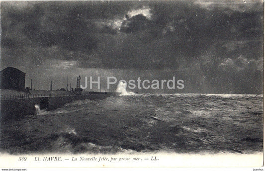 Le Havre - La Nouvelle Jetee par grosse mer - 349 - old postcard - 1918 - France - used - JH Postcards