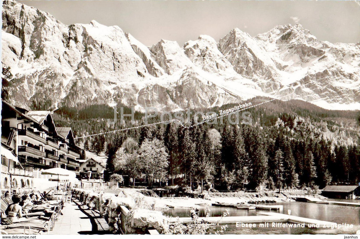 Eibsee mit Riffelwand und Zugspitze - old postcard - Germany - unused - JH Postcards