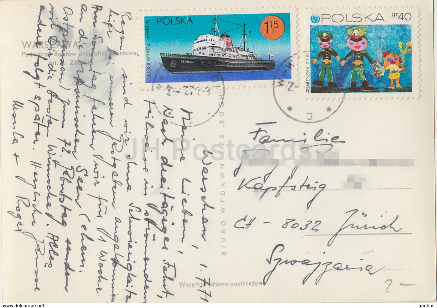 Warsaw - Warszawa - podworza domow przy ulicy Mostowej  - house yards at Mostowa Street - 1971 - Poland - unused