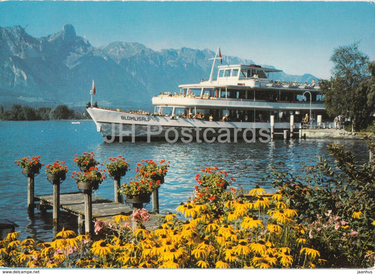 Thunersee mit Stockhorn - MS Blumlisalp - passenger ship - 1975 - Switzerland - used - JH Postcards