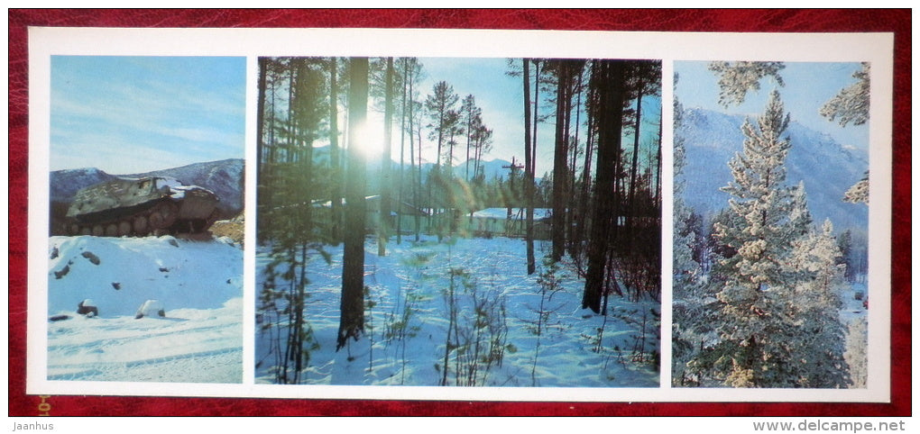 cross-country vehicle - BAM - Baikal-Amur Mainline , construction of the railway  - 1981 - Russia USSR - unused - JH Postcards
