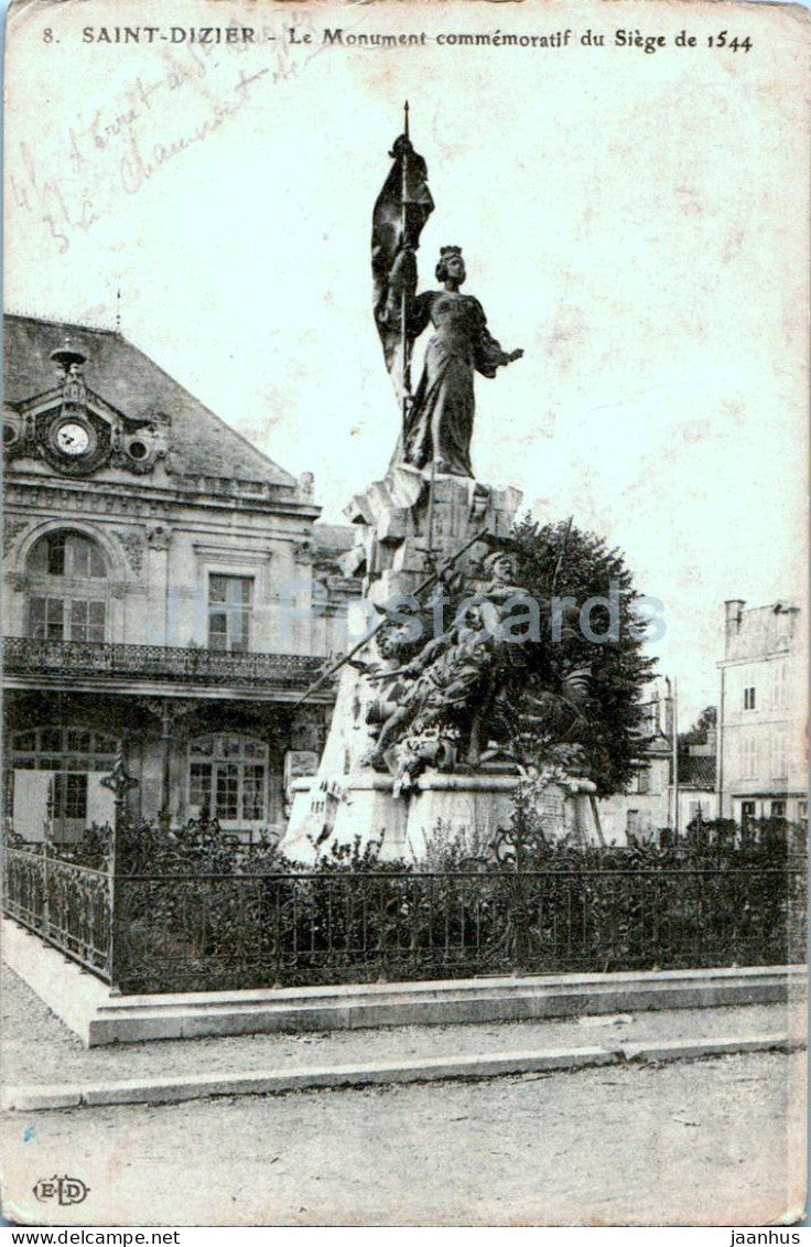 Saint Dizier - Le Monument commemoratif du Siege de 1544 - 8 - 1914 - old postcard - France - used - JH Postcards