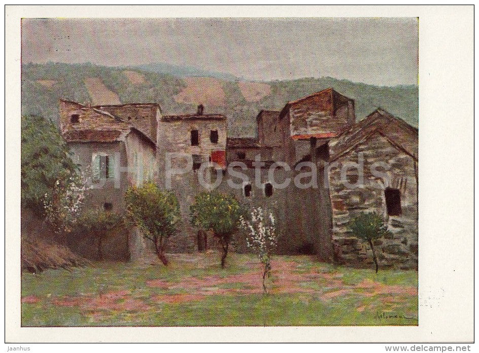 painting by I. Levitan - Near Bordighera in northern Italy , 1890 - Russian art - 1965 - Russia USSR - unused - JH Postcards