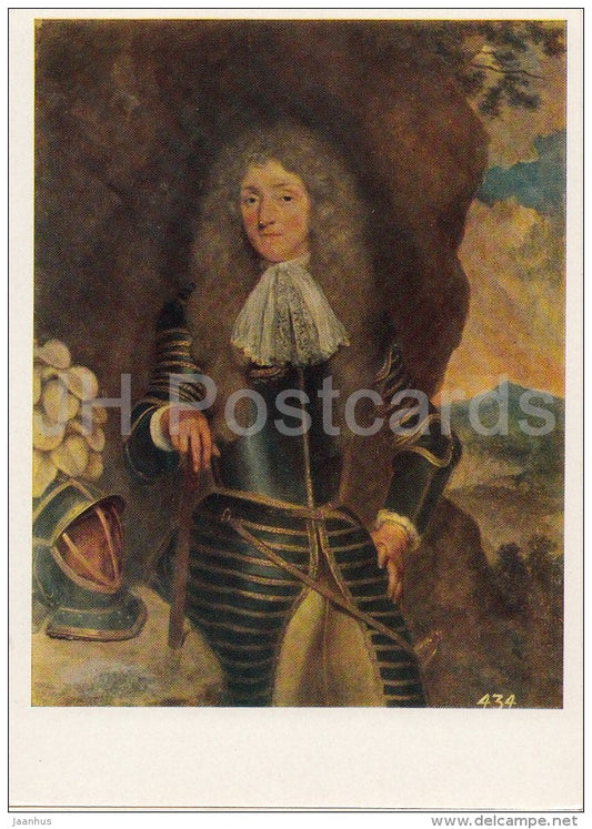 painting by Gerard ter Borch - Portrait of General - helmet - Dutch art - old postcard - Russia USSR - unused - JH Postcards