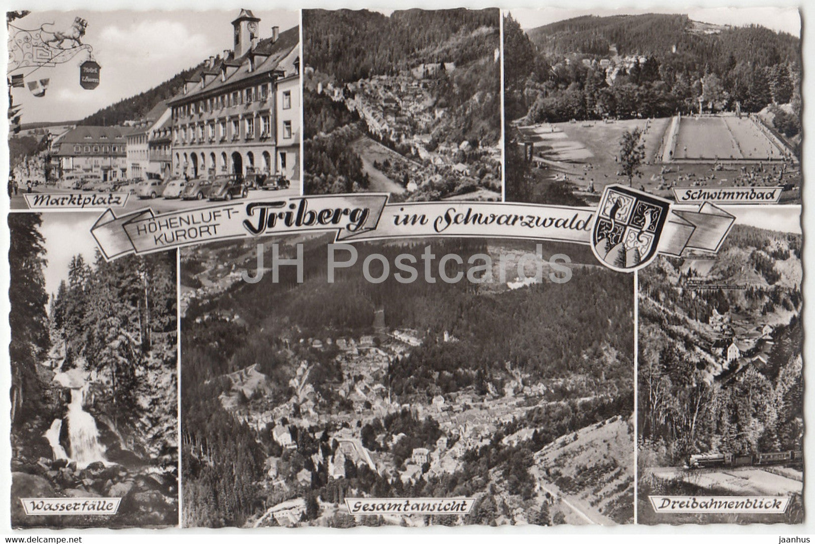 Triberg im Schwarzwald - Marktplatz - Schwimmbad - Wasserfalle - Dreibahnenblick - Germany - unused - JH Postcards