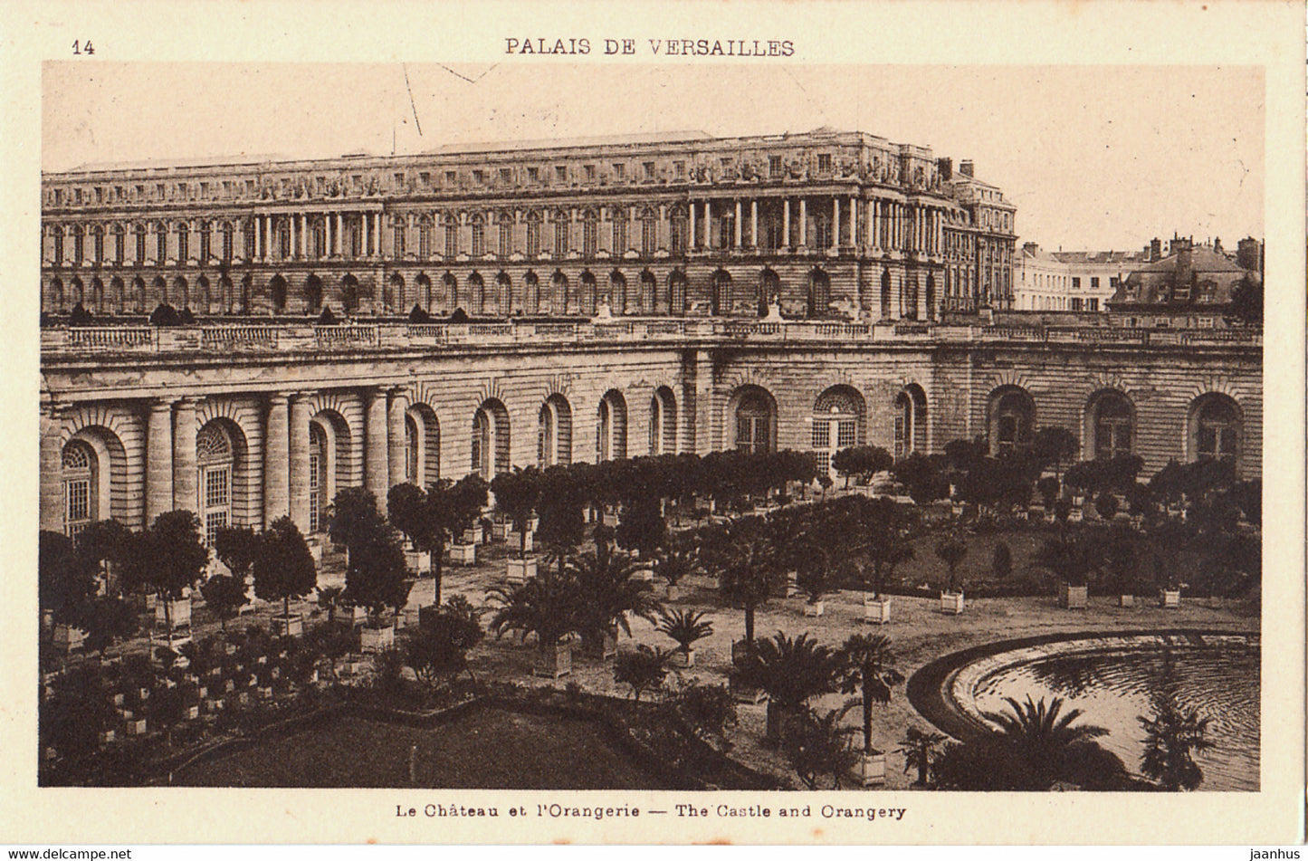 Palais de Versailles - Le Chateau et l'Orangerie - The Castle and Orangery - old postcard - 14 - France - unused - JH Postcards