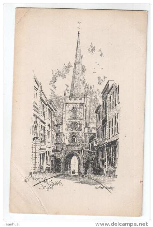 St. John`s Church by Ewart Baker - Bristol - England - UK - old postcard - unused - JH Postcards
