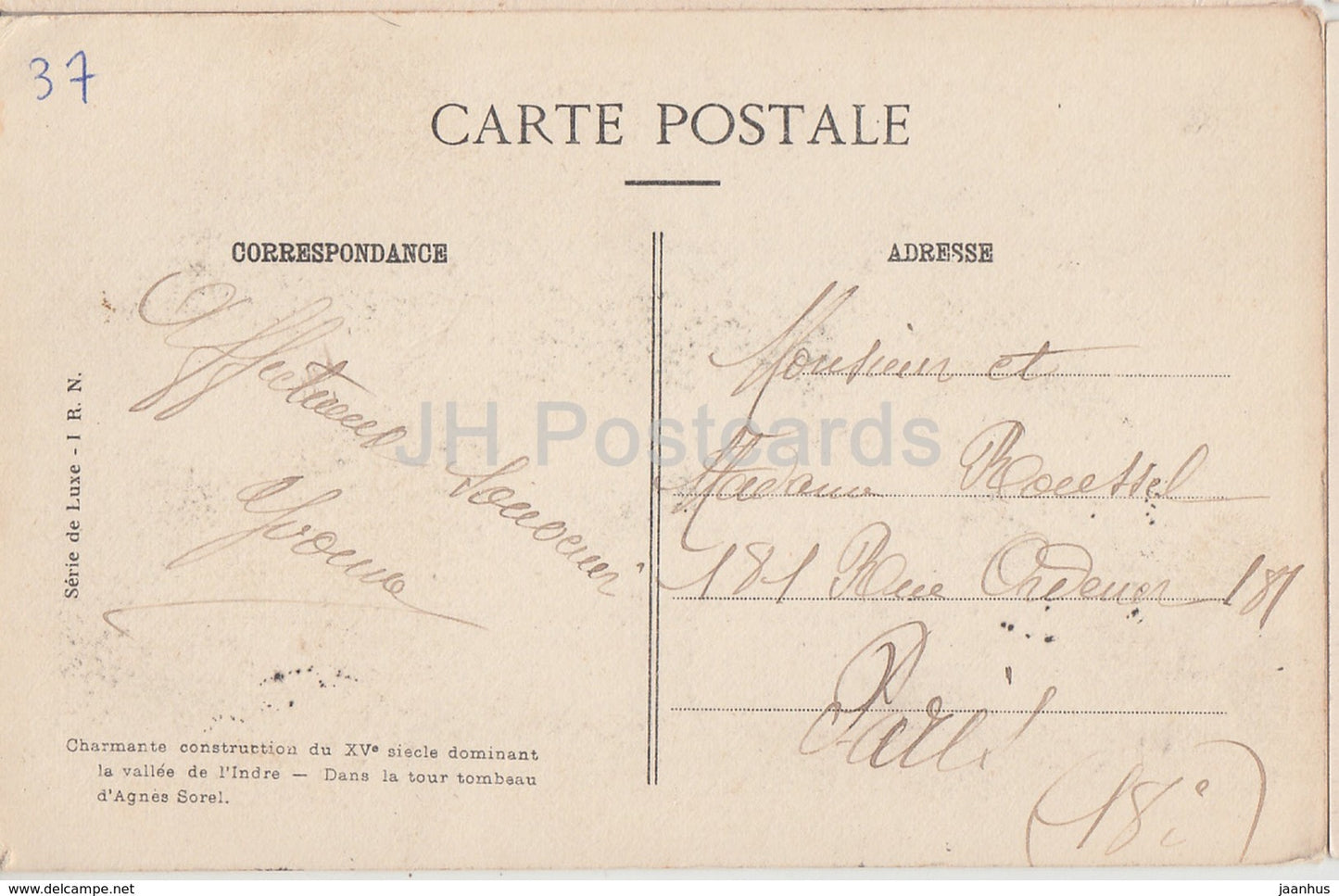 Loches - Le Chateau - Partie Sud du Logis du Roi - 28 - château - carte postale ancienne - 1919 - France - occasion