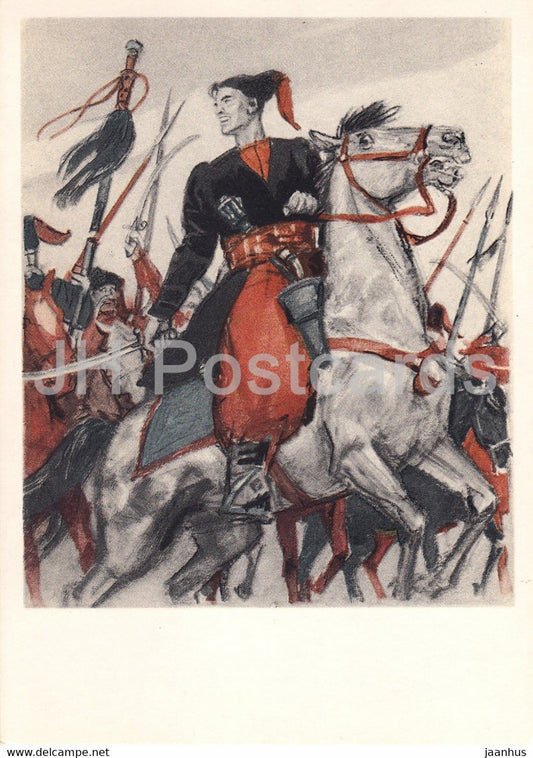 Taras Bulba by N. Gogol - Ataman - horse - illustration by Shmarinov - 1973 - Russia USSR - unused - JH Postcards