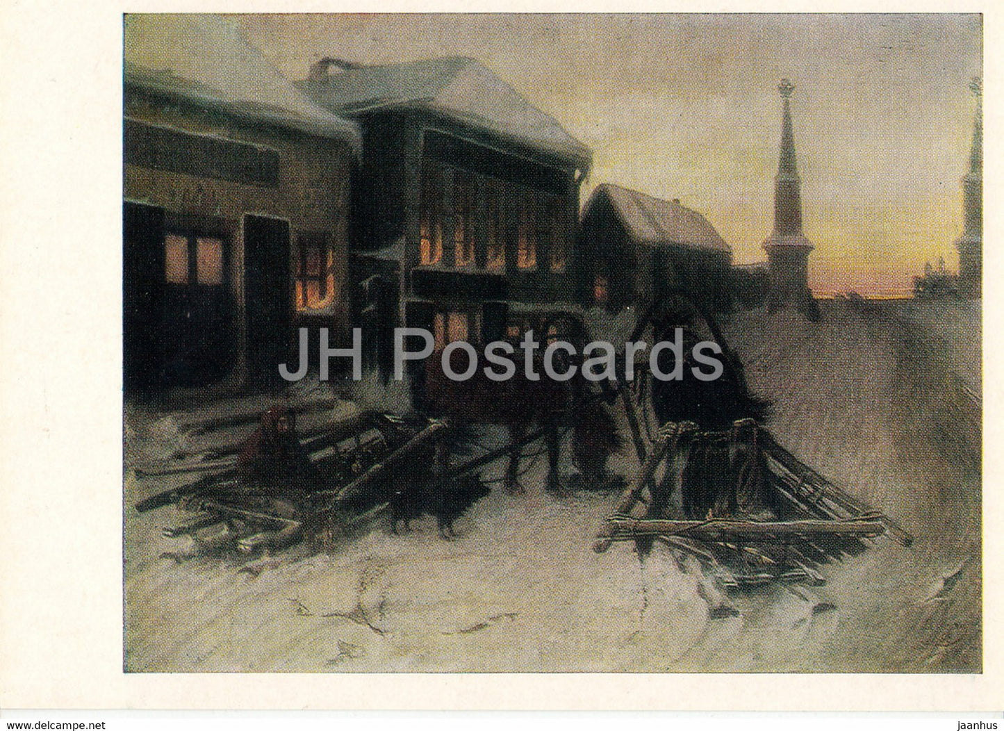 painting by V. Perov - The last tavern at the outpost - Russian art - 1983 - Russia USSR - unused - JH Postcards