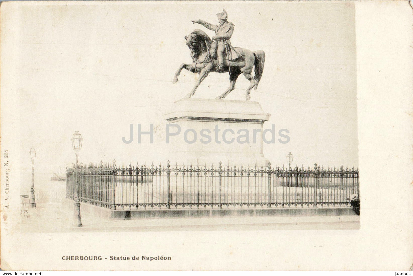 Cherbourg - Statue de Napoleon - 204 - monument - horse - old postcard - France - used - JH Postcards