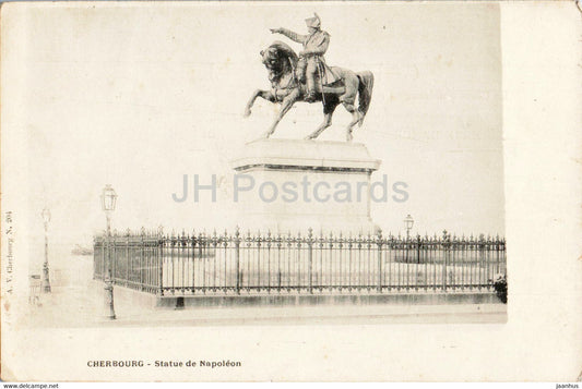 Cherbourg - Statue de Napoleon - 204 - monument - horse - old postcard - France - used - JH Postcards