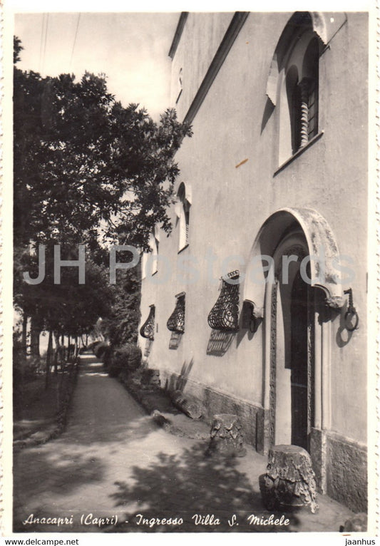 Anacapri - Capri - Ingresso Villa S Michele - entrance - old postcard - Italy - unused - JH Postcards