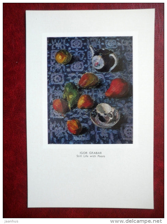 painting by I. Grabar , Still Life with Pears , 1915 - russian art  - unused - JH Postcards