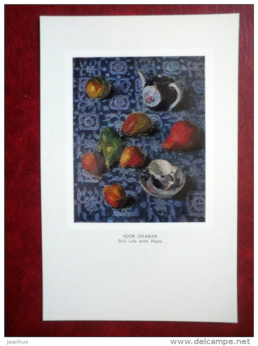 painting by I. Grabar , Still Life with Pears , 1915 - russian art  - unused - JH Postcards