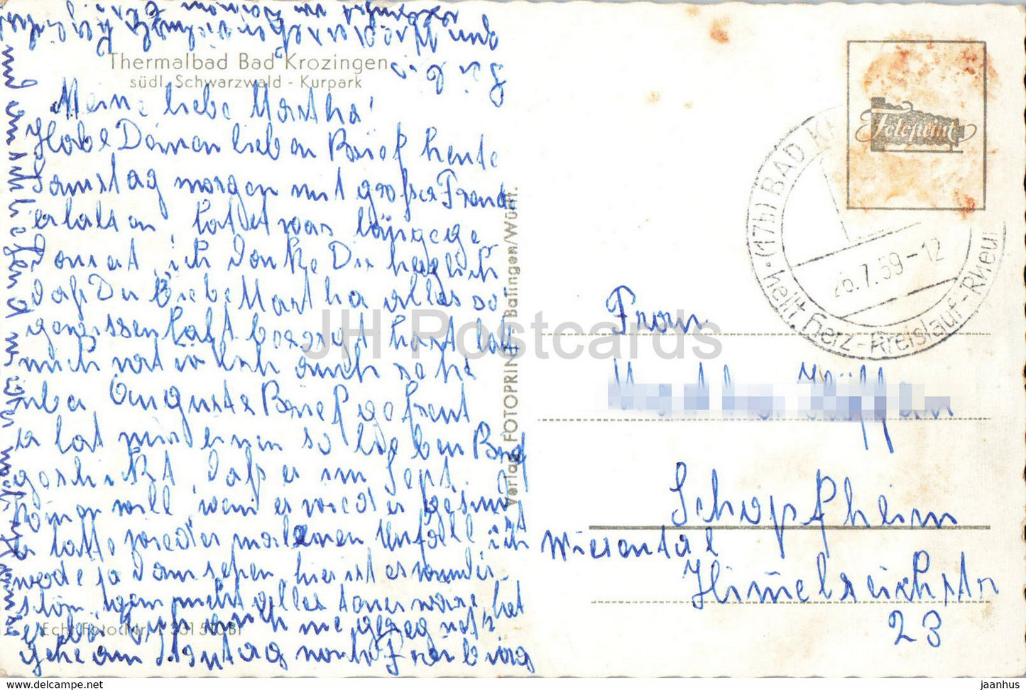 Thermalbad Bad Krozingen - Kurpark - alte Postkarte - 1959 - Deutschland - gebraucht