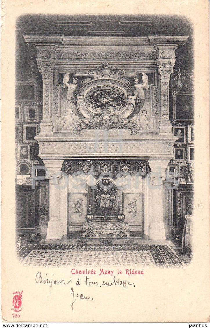 Cheminee Azay Le Rideau - Le Chateau - castle - 725 - old postcard - France - used