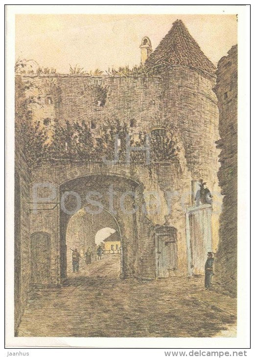 drawing by C. Buddeus , Nun´s Gate - Old Views of Tallinn - 1984 - Estonia USSR - unused - JH Postcards
