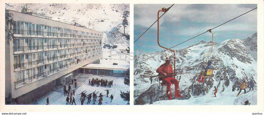 Kabardino Balkaria - hotel Itkol - Cheget cableway - cable car - 1986 - Russia USSR - unused - JH Postcards