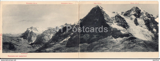 Panorama vom Lauberhorn - Drucksache - Station Eismeer Jungfraubah - Wetterhorn - Eiger - 1907 - Switzerland - used - JH Postcards