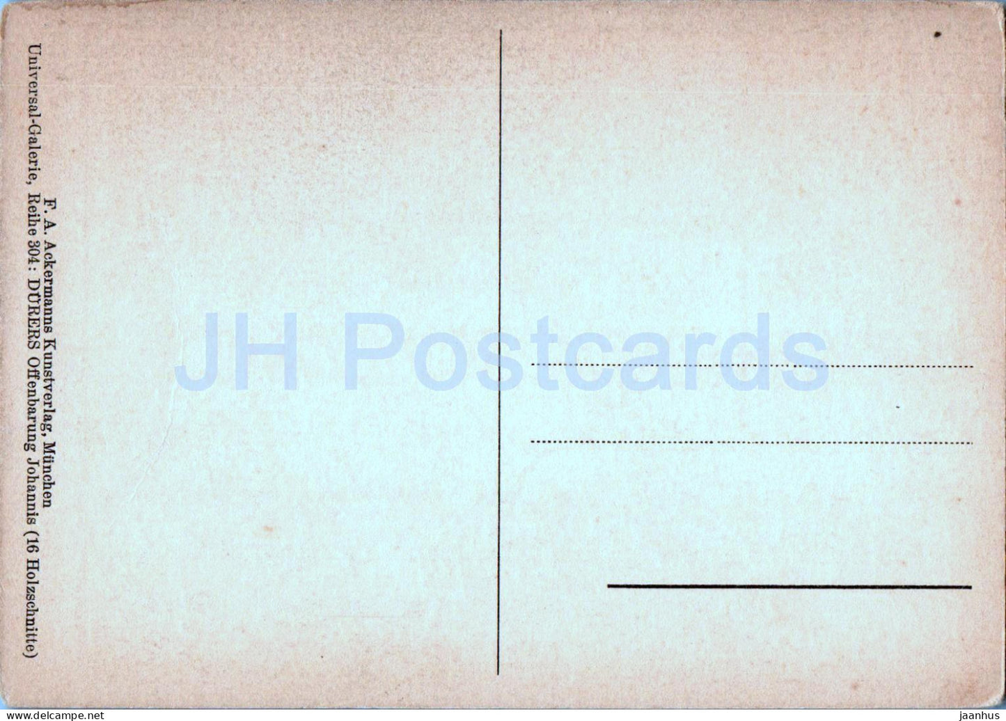 Engraving by Albrecht DÃ¼rer - Der Engelkampf - 3198 - German art - old postcard - Germany - unused