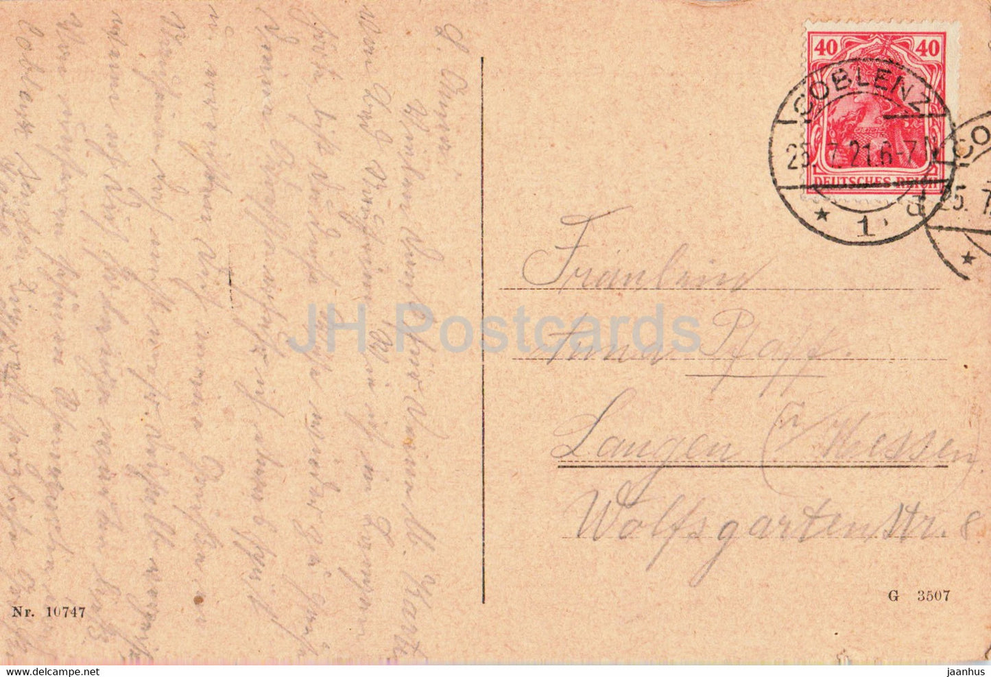 Coblenz - Koblenz - Rheinanlage - 10747 - old postcard - 1921 - Germany - used