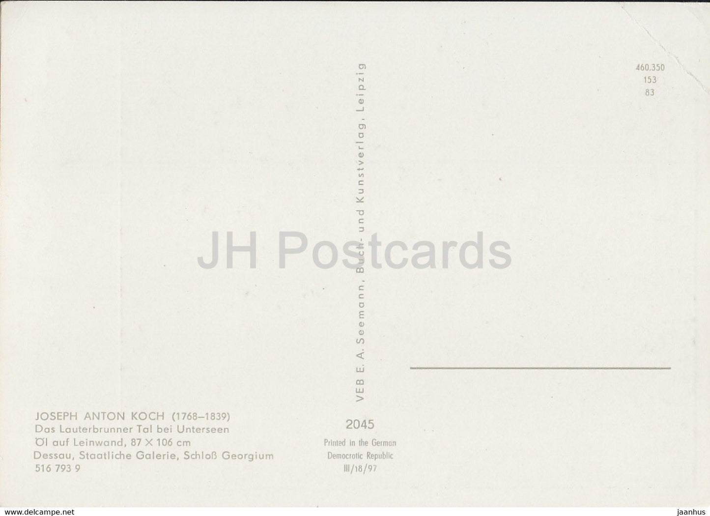 painting by Joseph Anton Koch - Das Lauterbrunnen Tal bei Unterseen - Austrian art - Germany DDR - unused