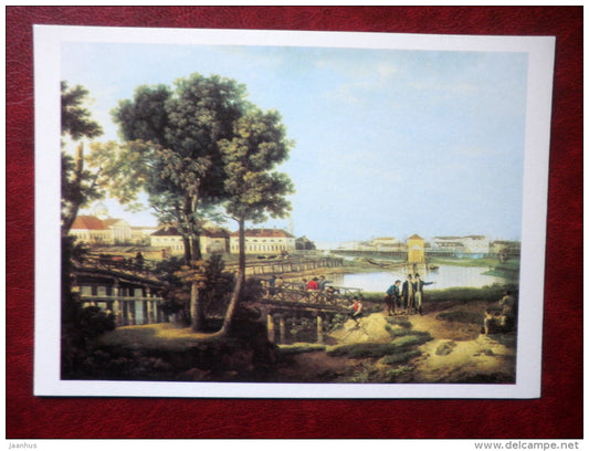 painting by Sylvester Shchedrin , Tuchkov Bridge in St. Petersburg , 1815 - russian art - unused - JH Postcards