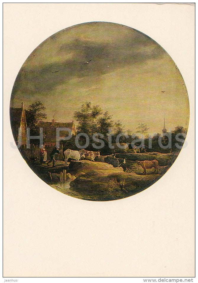 painting by David Teniers The Younger - Landscape with a Herd , 1644 - cow - Flemish art - Russia USSR - 1982 - unused - JH Postcards