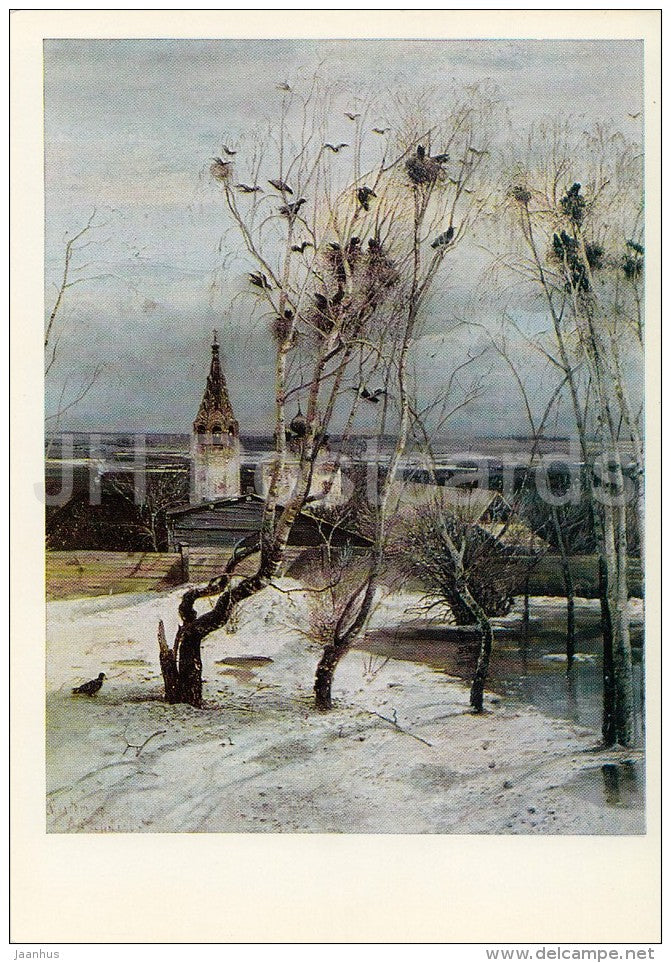 painting by A. Savrasov - The Rooks Have Arrived , 1871 - Russian art - 1974 - Russia USSR - unused - JH Postcards