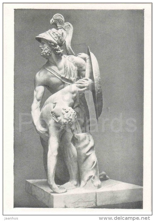 sculpture - Menelaus with the body of Patroclus - Greek Mythology - ancient greek art - unused - JH Postcards