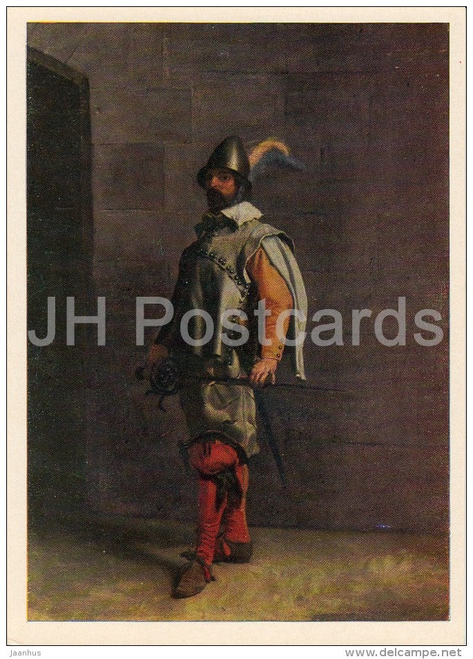 painting by Jean-Louis-Ernest Meissonier - Huguenot - soldier - French art - 1969 - Russia USSR - unused - JH Postcards
