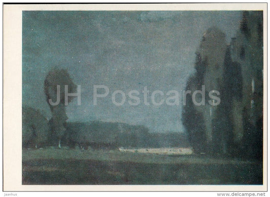 painting by V. Purvitis - Moonlight night , 1909 - Latvian art - Russia USSR - 1985 - unused - JH Postcards