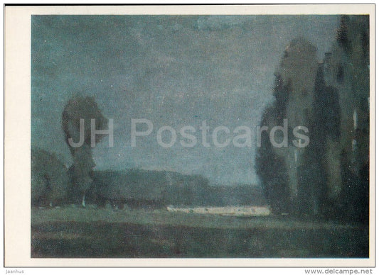painting by V. Purvitis - Moonlight night , 1909 - Latvian art - Russia USSR - 1985 - unused - JH Postcards