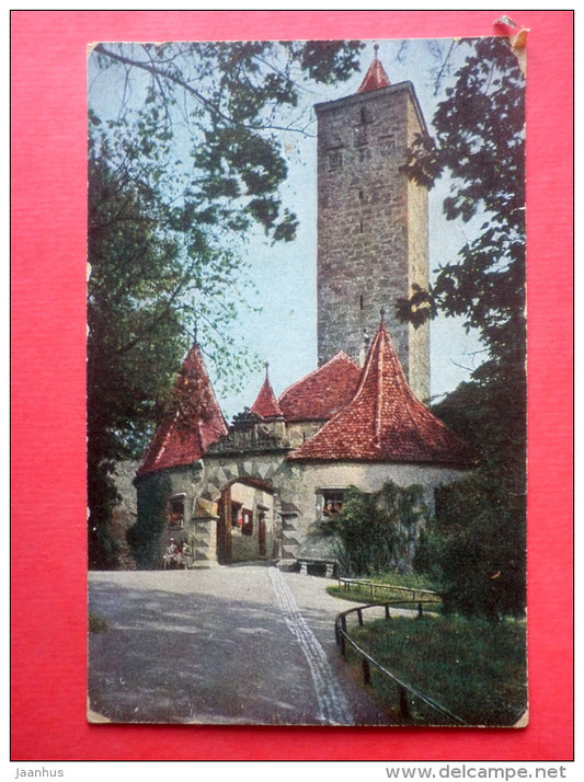 Burgtor - castle tower - Rothenburg ob der Tauber - 542/10 - old postcard - Germany - unused - JH Postcards