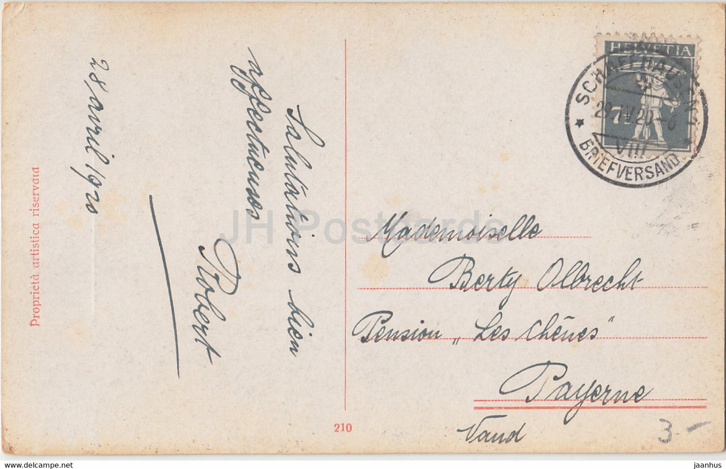 jeune femme écrivant une lettre - illustration de A. Simeone - 210 - carte postale ancienne - 1920 - Italie - utilisé