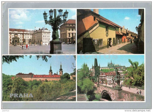Praha - Prague - Hradcany square - Zlata street - Charles bridge - Museum of Literature  Czechoslovakia - Czech - used - JH Postcards