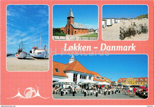 Lokken - boat - church - multiview - 9409 - Denmark - unused - JH Postcards