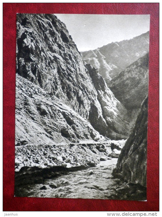 road by Terek river - Georgian Military Road - 1955 - Georgia USSR - unused - JH Postcards