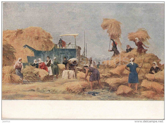 painting by A. Kutateladze - Ingathering - threshing - georgian art - unused - JH Postcards