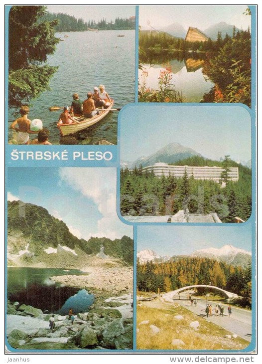 Strbske Pleso - hotel Patria - spa house Helios - boat - Vysoke Tatry - High Tatras - Czechoslovakia - Slovakia - unused - JH Postcards