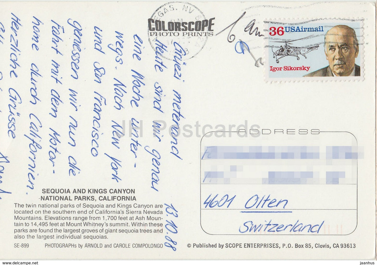 Sequoia and Kings Canyon National Parks - 1988 - USA - used