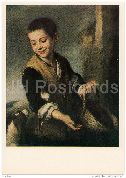painting by Bartolome Esteban Murillo - Boy with a Dog , 1650s - Spanish art - Russia USSR - 1982 - unused - JH Postcards